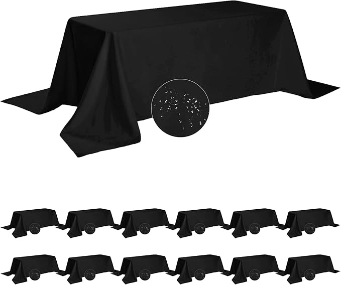 Black Rectangle Polyester Tablecloth, Waterproof and Wrinkle Free
