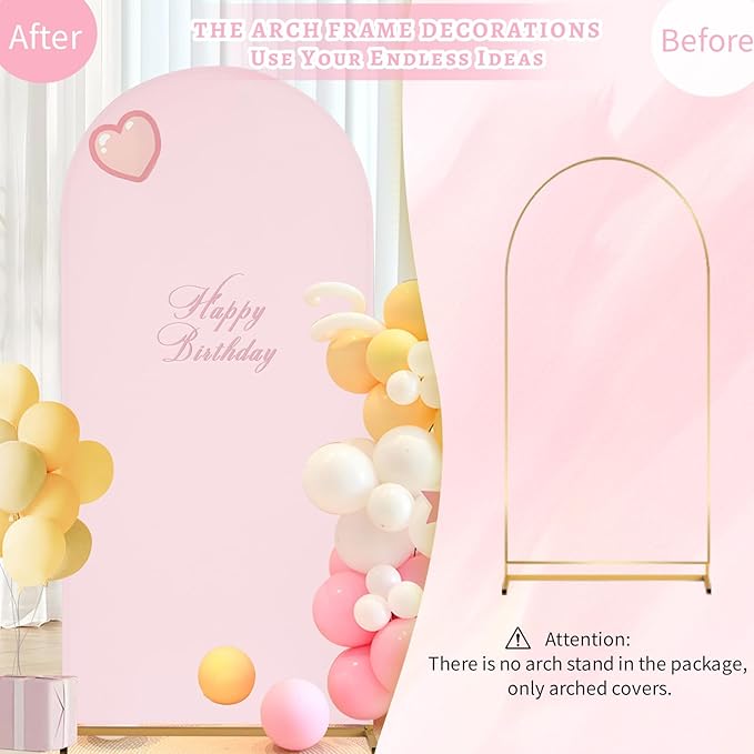 SoarDream Arch Backdrop Cover Pink Spandex Fitted 5FT Pink Wedding Arch Covers Balloon Round Top Chiara Arch Backdrop Fabric for Bridal Shower Wedding Birthday Party Stage Decoations