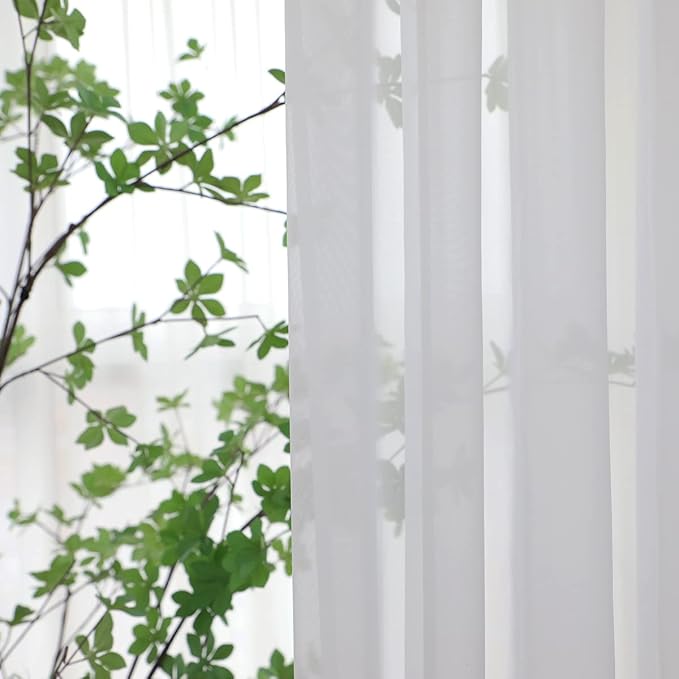 Window Ivory Sheer Curtains 130 Inches Long 2 Panels Sheer Curtain Basic Rod Pocket Panel for Bedroom Children Living Room Yard Kitchen (Ivory, 52" W x 130" L | 2 pcs)