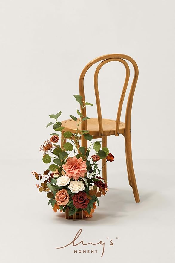 Artificial Flower Arrangements 4 Pack, Terracotta Fall Wedding Centerpieces
