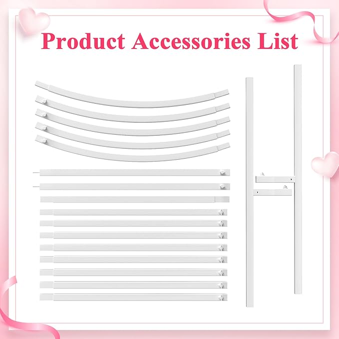 Metal Wedding Arch Backdrop Stand, 7.2 FT, White Glossy Finish