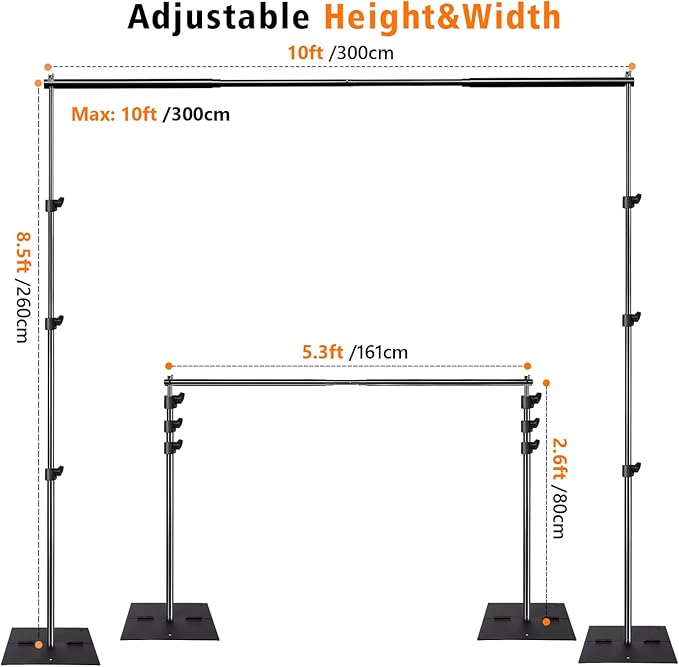 Background Support Equipment: Pipe and Drape Kit, 3-8.5 ft Height, 4 Clamps