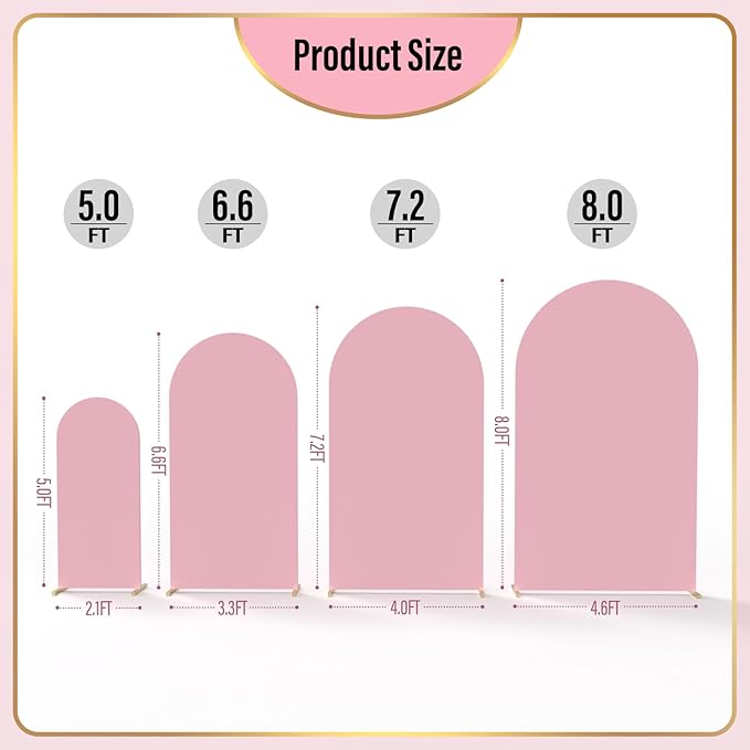 LEBENGURU Upgraded 7.2FT Wedding Arch Cover, Dusty Pink Spandex Fitted Arch Backdrop Cover, Round Top Chiara Stand Covers for Birthday Party Baby Shower Banquet Balloon Décor