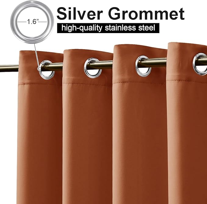 Outdoor Curtains, Waterproof Blackout Weighted Panels in Burnt Orange
