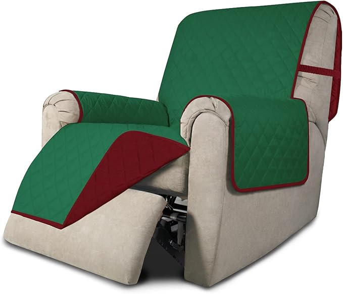 Recliner Slipcover, Quilted Microfiber, Green or Christmas Red