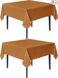 sancua Thanksgiving Square Tablecloths 54x54 Inch Bronze, 2 Pack - Fabric Fall Table Cloth for Square or Round Tables, Washable Polyester Table Cover for Dinner, Holiday Party, Display Tables