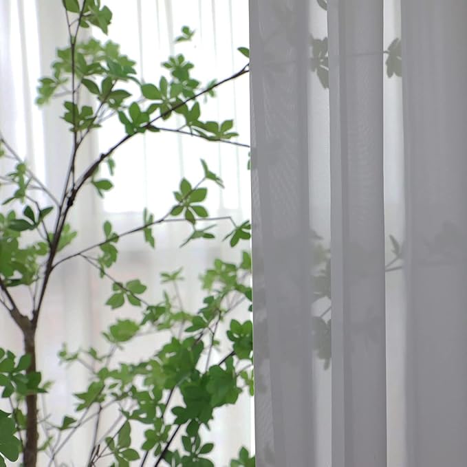 Window Gray Sheer Curtains 120 Inches Long 2 Panels Sheer Curtain Basic Rod Pocket Panel for Bedroom Children Living Room Yard Kitchen (Gray, 52" W x 120" L | 2 pcs)