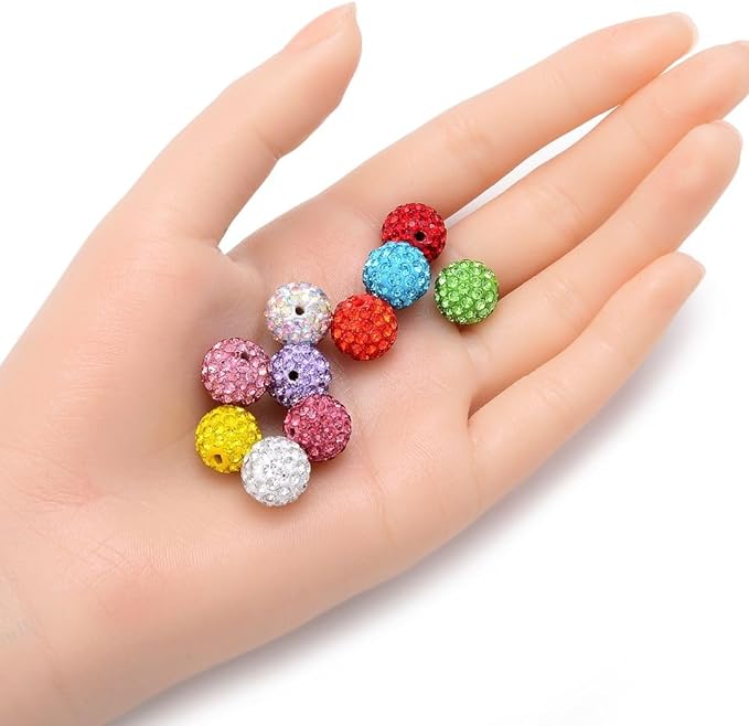 50pcs Adabele Grade A Suncatcher Crystal Rhinestone Pave Loose Beads 12mm Citrine Yellow Polymer Clay Disco Ball Spacers Compatible with Shamballa All Craft Jewelry Making DB12-29