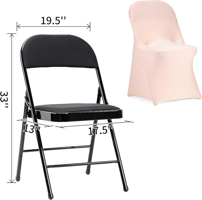 Peomeise Stretch Spandex Folding Chair Cover for Wedding Party Dining Banquet Event (Blush Pink,6pcs)