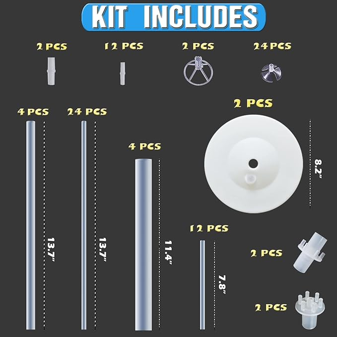 Balloon Stand Kit with 28 Balloons, 2 Bases and Transparent Columns
