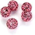 50pcs Adabele Grade A Suncatcher Crystal Rhinestone Pave Loose Beads 12mm Rose Pink Polymer Clay Disco Ball Spacers Compatible with Shamballa All Craft Jewelry Making DB12-3