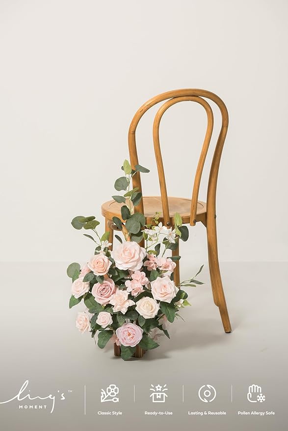 Artificial Flower Arrangements, Set of 4, 17.5 Inch Tall Blush Pink Wedding