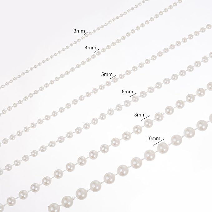 4mm Crafts Faux Pearl Beads Garland Pearl Bead Roll Strand of Pearls to Decorate Floral Centerpieces Wedding Party Favor Christmas Tree(131 Feet Gold)