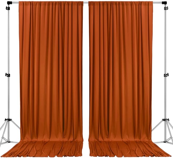 AK TRADING CO. 10 feet x 10 feet Rust IFR Polyester Backdrop Drapes Curtains Panels with Rod Pockets - Wedding Ceremony Party Home Window Decorations