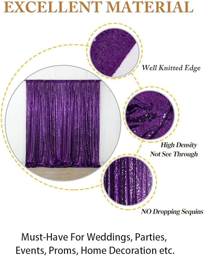 ShinyBeauty Sequin Backdrop 8ftx10ft Royal Purple Sequin Fabric Drapes Sparkle Backdrops for Photoshoot Glitter Curtain for Birthday Party Background