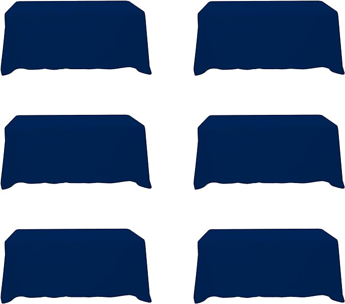 BRILLMAX 6 Pack Navy Blue Tablecloths for 6 Foot Rectangle Tables 90 x 132 Inch - 6ft Rectangular Bulk Linen Polyester Fabric Washable Cloth Cover for Wedding Reception Banquet Birthday Party