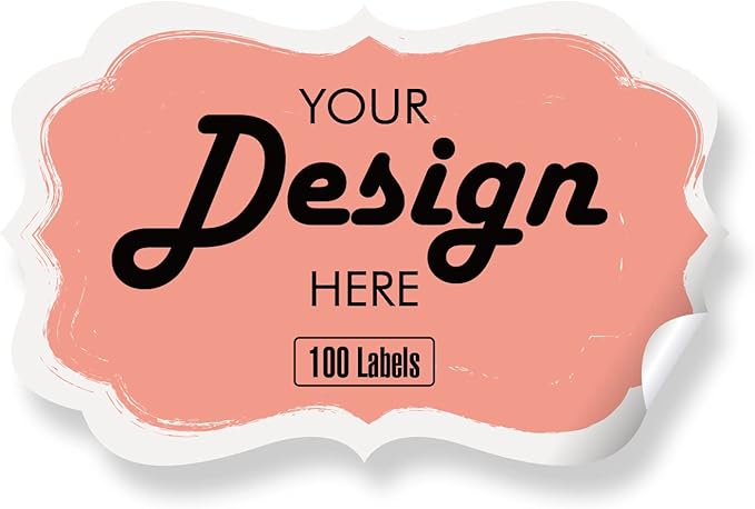 Custom Personalized Labels - Any Design Image Logo Text, Thank You Stickers for Business, 100 Labels (Fancy Frame, 2"x1")