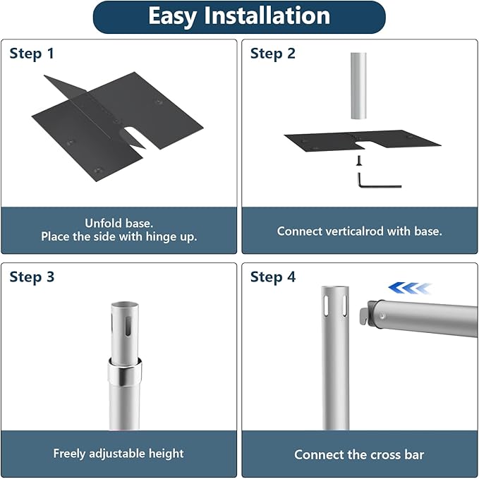 Background Support Equipment Kit, 10 ft Drape Stand, Aluminum Frame, Adjustable