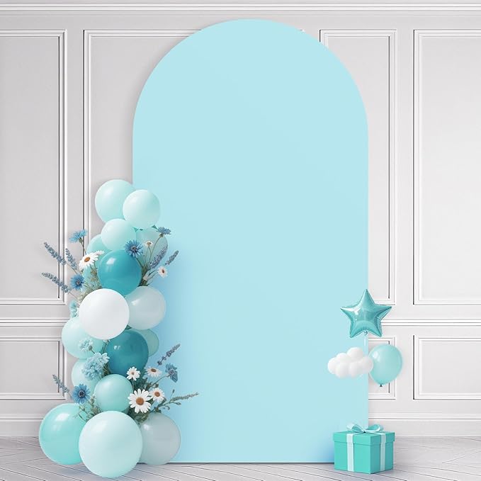 Ledido Wedding Arch Backdrop Cover 6FT Arch Covers Fitted Stretchy Spandex Round Top Stand Backdrop Cover for Wedding Banquet Ceremony Birthday Party Baby Shower Event Decoration,Blue