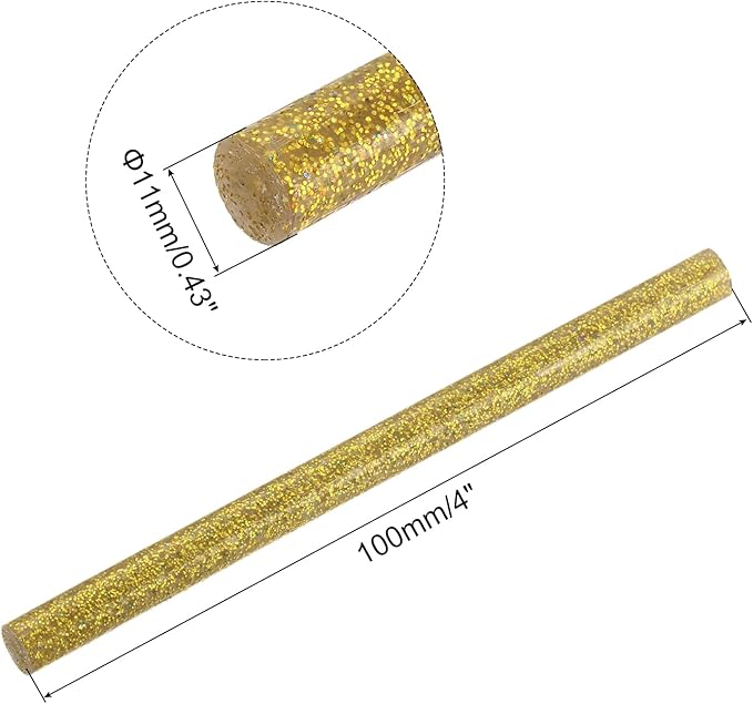 uxcell 20pcs Hot Glue Sticks for Glue Gun 11mm/0.43-inch x 4-inch Mini Hot Melt Adhesive Glue Stick Glitter Gold