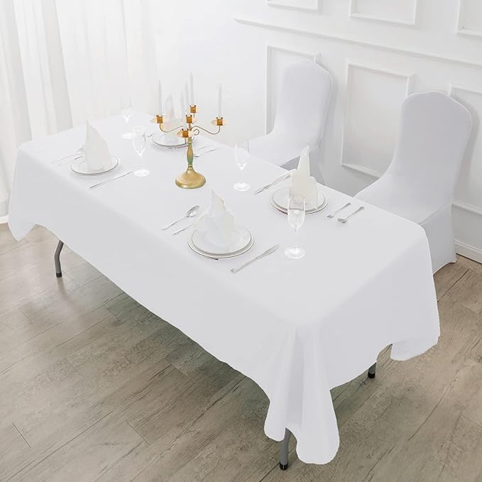 Tablecloths, White Waterproof Polyester, Rectangle Square and Round