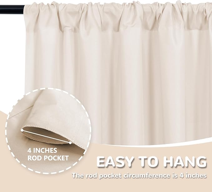 MEETSKY Beige Backdrop Curtains 10ft x 10ft for Wedding Birthday Baby Shower Photography Backdrop Fabric Curtains Drapes Home Window Decorations Rod Pocket Window Drapes,5ft x 10ft, 2 Panels