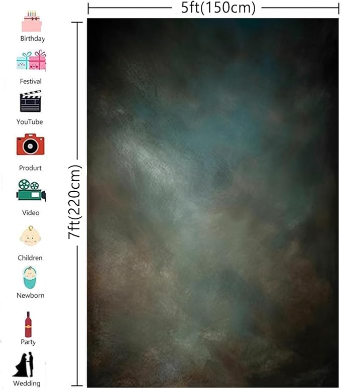 5x7ft Aqua Backdrops Portrait Backdrops for Photography Mottled Photo Background