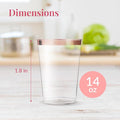 Plastic Cups, 14 oz Rose Gold Rimmed, 50 Count for Weddings
