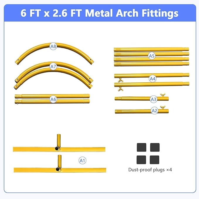 Background Support Equipment: 6 ft Gold Metal Arch Stand with Ground Nails