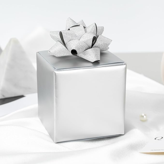 Garbendy Silver Wrapping Paper - Solid Color Metallic Sparkle Paper Perfect for Birthday, Wedding, Baby Shower, Party - 17 Inch X 33 Feet
