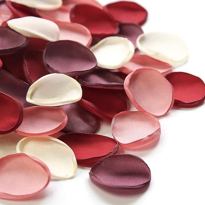 Floroom 300pcs Rose Petals Elegant Maroon Faux Silk Flower Petals for Wedding Flower Girl Basket Aisle Scatter Sweetheart Table Centerpieces Party Confetti Bridal Shower Romantic Night Home Decoration