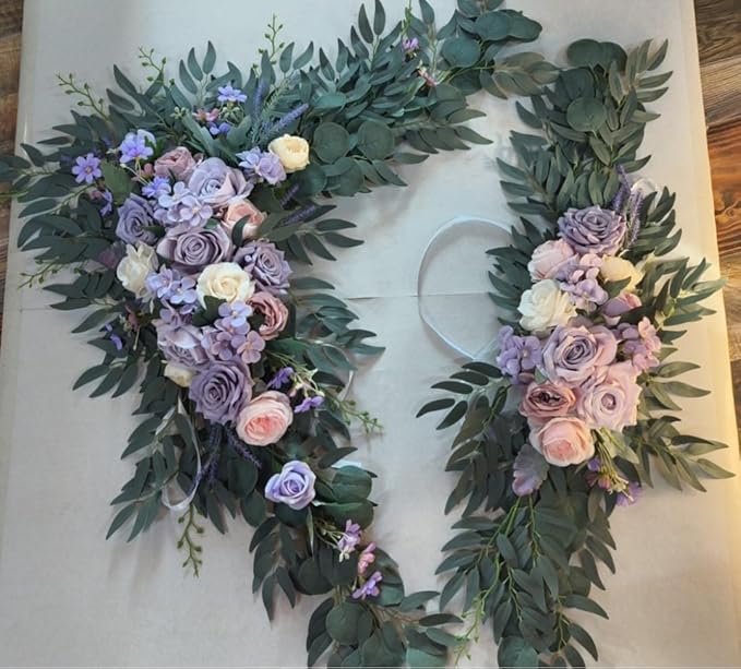 Artificial Flowers Kit for Wedding Arch, Lilac Silk Roses, 2 Pieces