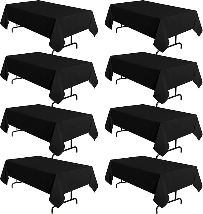 Tablecloths 8-Pack Black Polyester Rectangle Table Covers 60 x 120 Inch