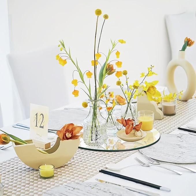 12PCS 8inch Round Mirrors for Centerpieces, Circle Mirror Centerpieces for Tables, Mirror Tiles for Wall Decor Table Wedding Centerpieces Mirror Plates for Candle Wedding Decorations DIY Craft