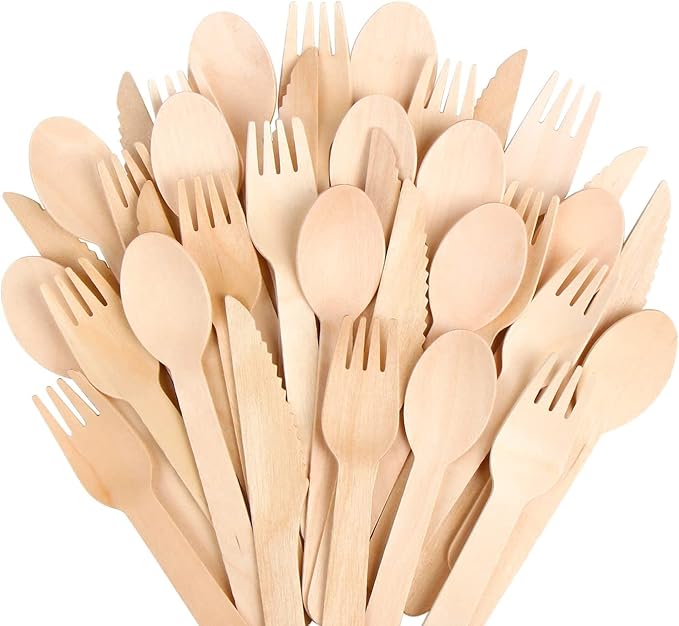 Disposable Wooden Spoons, 500 Count, Beige, Biodegradable