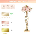 Candlestick Holders Gold Metal Flower Vases, Set of 10, 20.5-Inch Tall