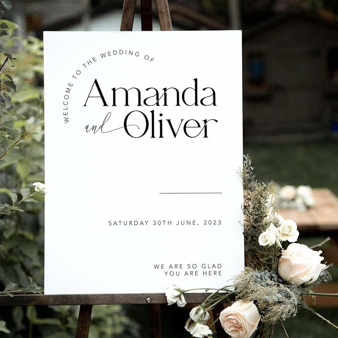 Minimalist Modern Wedding Welcome Sign - Large Poster, Simple Editable Reception Sign