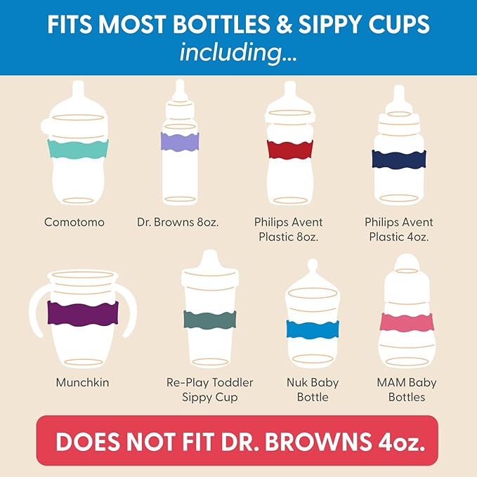 InchBug Orbit Labels - Baby Bottle Name Labels for Daycare, Sippy Cup Bands - Engraved Silicone, Reusable, Dishwasher Safe, Matching Color Personalization, 4-Pack (Kiwi Green)