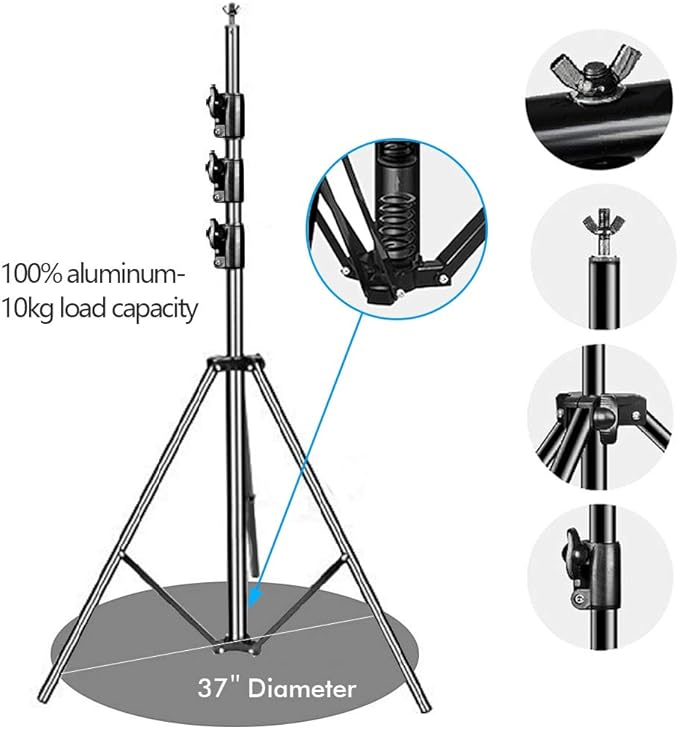 Backgrounds Photo Backdrop Stand Kit, Aluminum Frame, 10 Ft Adjustable, Black