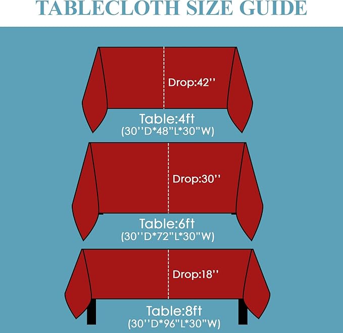 Tablecloths 6 Pack Red Rectangular 90 x 132 Inch Polyester