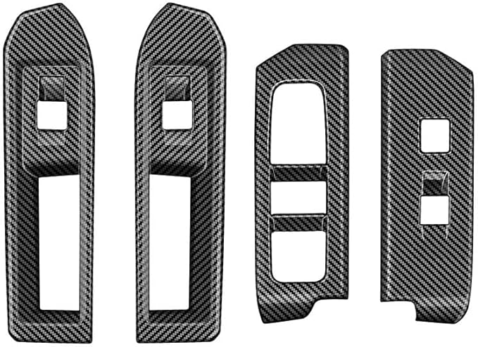 4pcs Carbon Fiber Style Front Rear Doors Window Glass Lift Switch Panel Cover Decorative Sticker Protection Car Interior Accessories for Toyota Tacoma 2024 2025 KT05