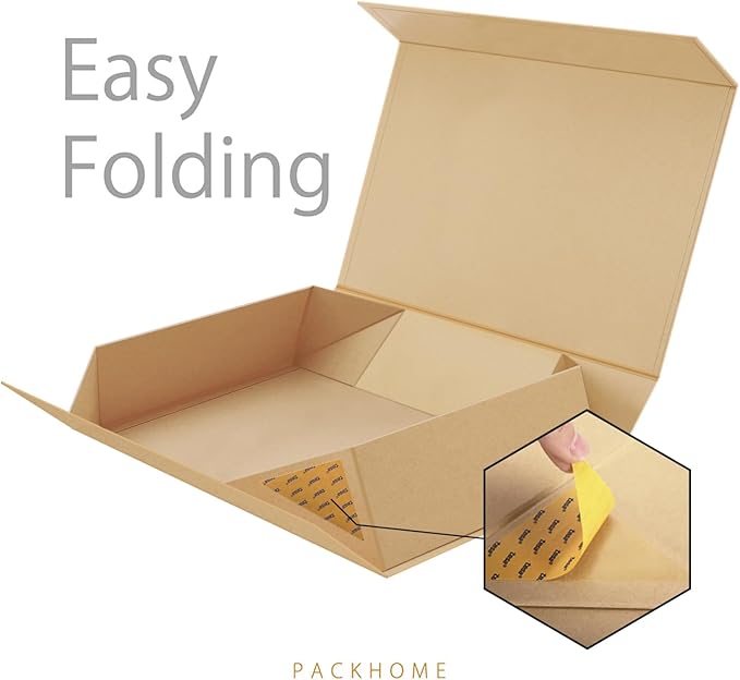 PACKHOME Extra Large Gift Box 17.5x11.3x4.3 Inches, Sturdy Shirt Box with Magnetic Lid for Clothes and Large Gifts (Kraft)