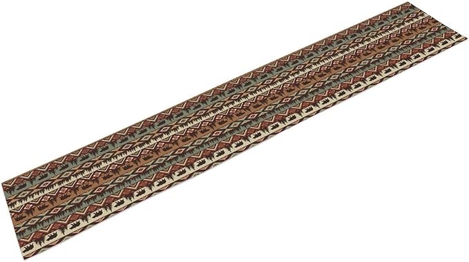 Retro Cabin Table Runner Rustic Bear Forest Farmhouse Lodge Jungle Table Runner for Dinner Party Living Room Kitchen Aztec Vintage 13x36 Inch