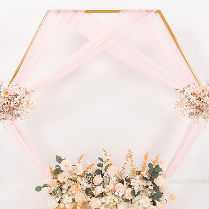 MLMC Blush Pink Wedding Arch Draping Fabric 4 Panels 29" x 20 FT Extra Long Gauze Drapes Sheer Backdrop Curtains 6.6 Yards Outdoor Drapery Panels for Wedding Ceremony Party Ceiling Decoration