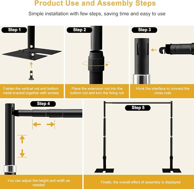 Background Support Stand Kit, 10x10 Adjustable Pipe and Drape with Water Bags