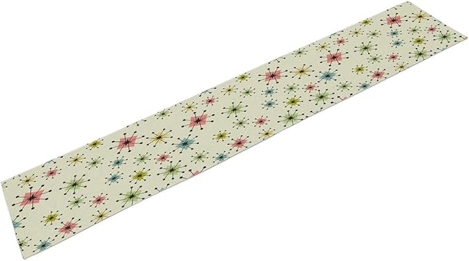 Mid Century Table Runner, Flag Retro Atomic Starburst 1950s Abstract Geometric Space Tabletop Decoration for Home Kitchen Restaurant Table Flag 13x36 Inch