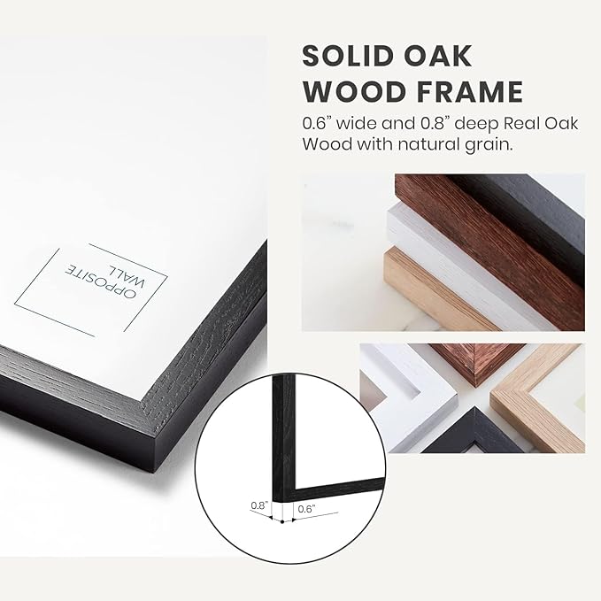 Opposite Wall - 11x14 in - Black Solid Oak Wood Picture Frame - Lightweight, Versatile & Shatterproof - Wall Hanging Poster or Photo Frame - Wall Decor for Office, Gallery & Home - 2 Pack