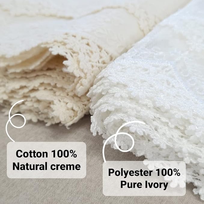 Inicia Table Lace Runner 12×50 inch Embroidered for Holiday Wedding Picnic Daily Dinner Tables White Decor (Polyester, 12"×50" (31cm×130cm))