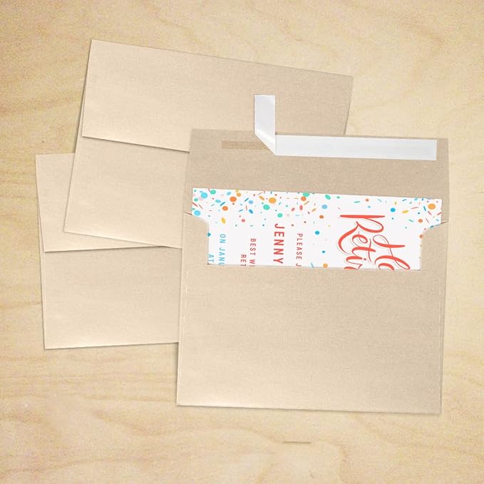 LUXPaper A7 Invitation Envelopes | Peel & Press | 5 1/4" x 7 1/4" | Taupe Metallic | 80lb. Text | 50 Qty
