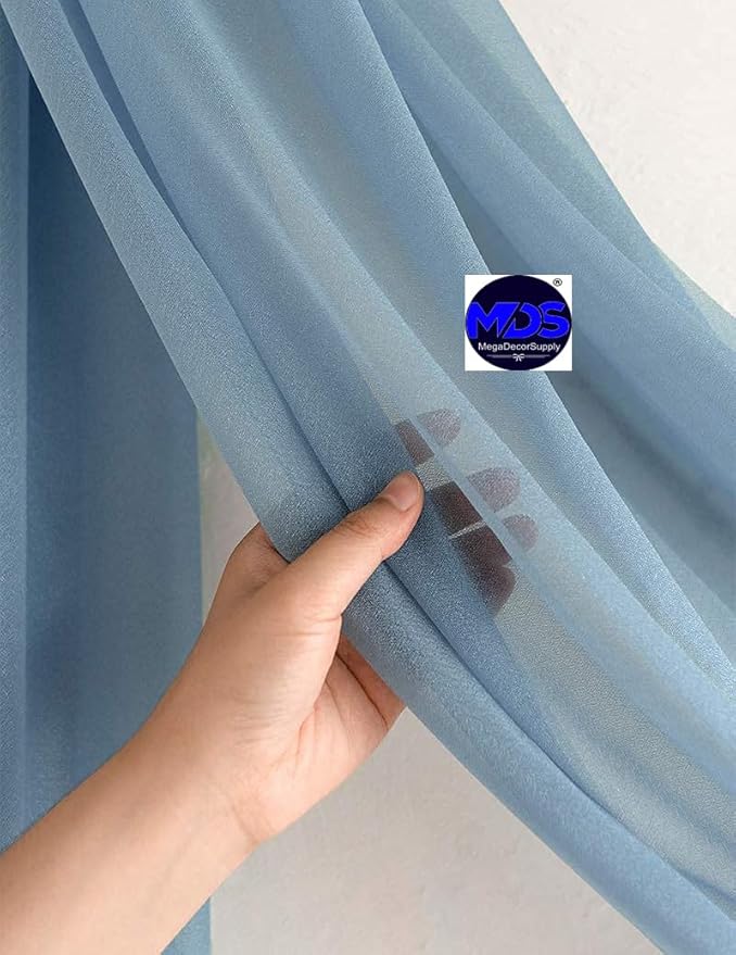 MDS Halloween Chiffon Draping Fabric - 2 Panel, 30" Wide x 40ft Long - Sheer Spooky Arbor & Canopy Drapery for Haunted House Backdrops, Party Ceilings, DIY Costumes & Themed Events - Dusty Blue